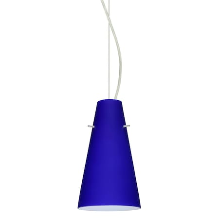 Besa Lighting Cierro Cable Pendant, Cobalt Blue Matte, Satin Nickel Finish, 1x100W Incandescent 1KX-4124CM-SN